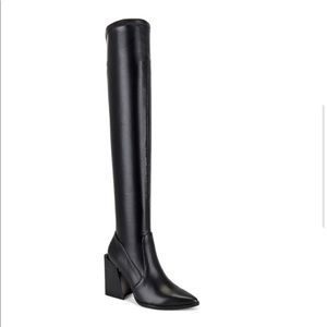 STIVE MADDEN Black Leather Over-the-Knee Boots Size 8